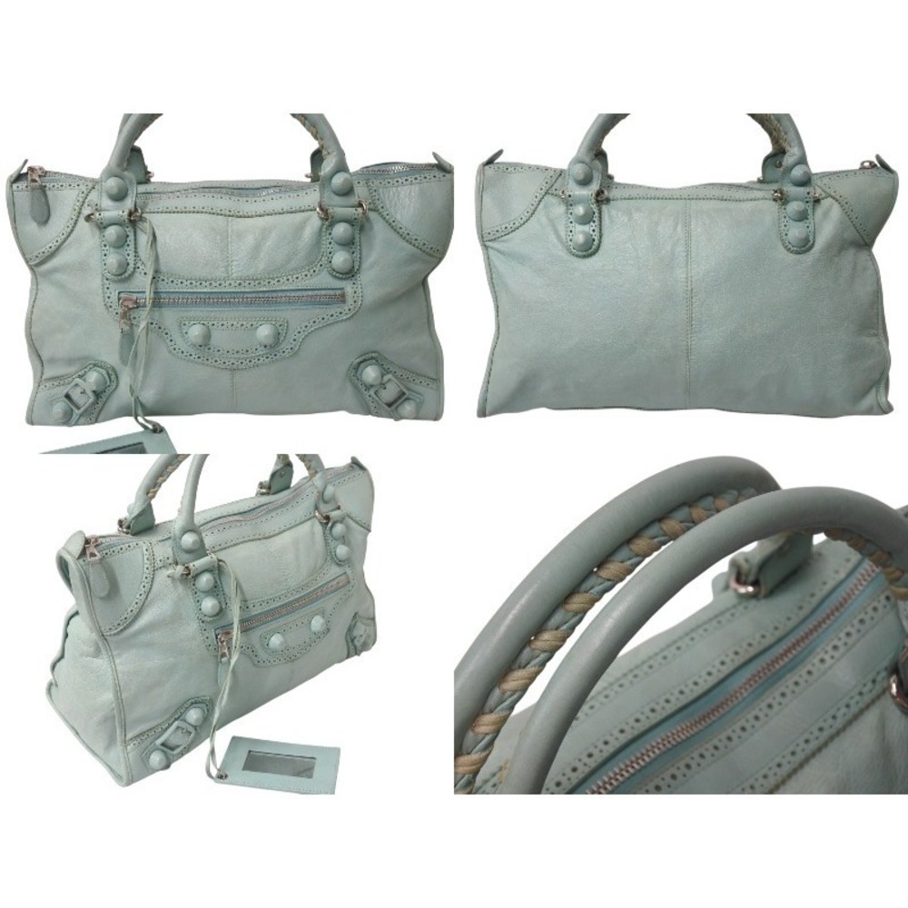 BALENCIAGA The Giant Editors City Covered Handbag Green Leather - Picture 2 of 9